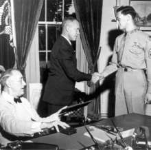 Forrest L. Vosler receiving Medal of Honor from President Roosevelt.