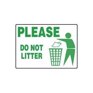  PLEASE DO NOT LITTER (W/GRAPHIC) Sign   10 x 14 Plastic 