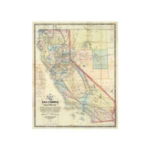 New Map of The State of California and Nevada Territory, c.1863 Giclee 