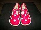 NEW PUDDLE JUMPER SHOES SIZE 6 YOUTH RED WITH WHITE DOTS T STRAP 