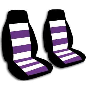 Black with white and purple stripes 40/20/40 seat covers for a Ford F 