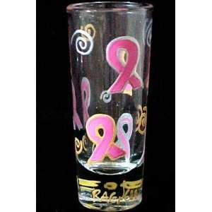 Pretty in Pink Design   Hand Painted   Collectible Shooter Glass   1.5 