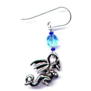 Blue Dragon Earrings Sterling Silver Jewelry