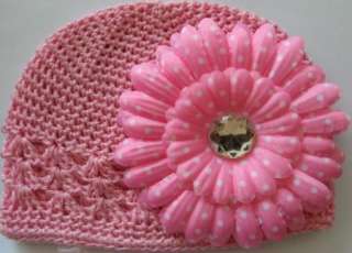 Wholesale 4 Crochet Kufi Hat Cap Beanie with daisy  