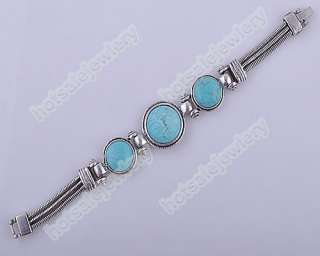 wholesale 50p VTG tone Turquoise Snake Chain bracelets  