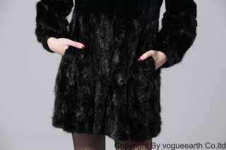 9188 new real good quality mink&Rex fur black coat/jacket/outwear 