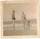 Old Vintage Antique Photograph Mom, Dad and Baby in Water At The Beach