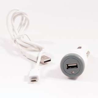 WHITE V9 CAR CHARGER + DATA SYNC CABLE FOR LG GX500  