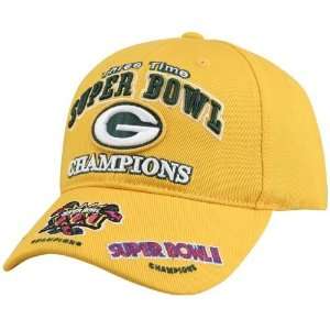   Green Bay Packers Gold 3x Super Bowl Champions Hat