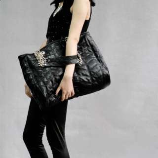 New Fashion women black Hobo Satchel Shoulder Bag Handbag PU leather 