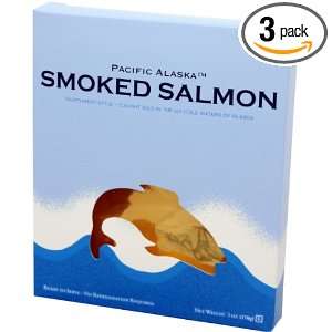 Pacific Alaska Smoked Wild Salmon, 3 Ounce Boxes (Pack of 3)  