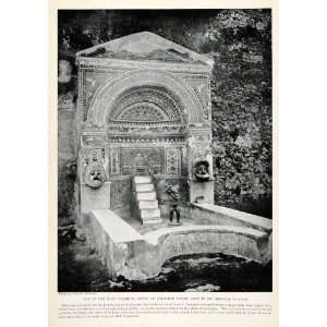 1923 Print Pompeii Mosaic Fountain Architecture Archeology 