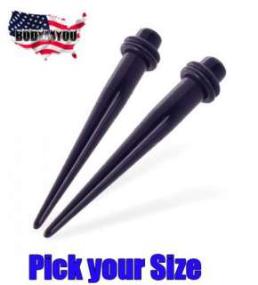 PC (1 Pair) Acrylic Tapers Black Stretcher Expander Pick Size 14G 