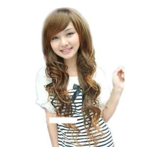  Fashion dress girls long LIGHT BROWN curly wave party wig 
