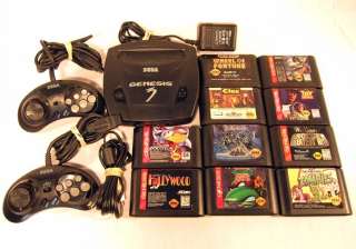 Sega Genesis 3 Video Game Console System + 10 Games 2 Controllers TMNT 