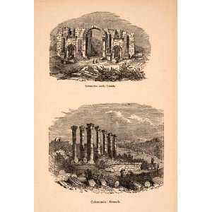  1873 Wood Engraving Triumphal Arch Gerash Jerash Jordan 