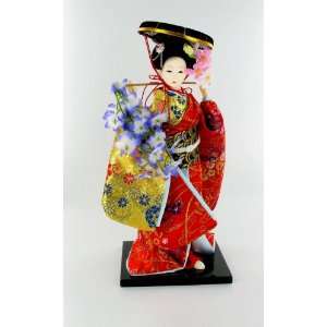    Geisha Girl Doll Statue with Large Black Hat