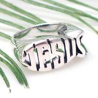 Classic Jesus Christian Fish Sterling Silver Ring