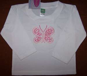Pink Breast Cancer Ribbon Butterfly LS Baby Todd Shirt  