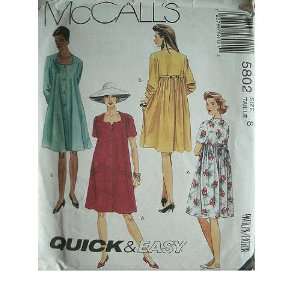  MISSES DRESS SIZE 8 MCCALLS QUICK & EASY PATTERN 5802 