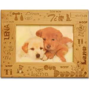  Puppies 5 X 7 Engraved Alderwood Picture Frame #0008