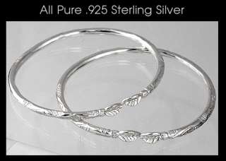 New .925 Sterling Silver Leaf West Indian Bangles  