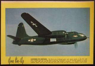 Lockheed P2V Neptune 1946 vintage COLOR PIN UP  