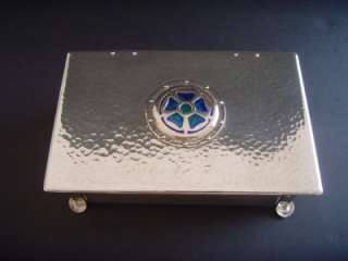 ARTS & CRAFTS SILVER PLATED AND ENAMEL BOX  