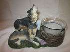 NEW COLLECTIBLE PAIR WOLVES VOTIVE CANDLE HOLDER WILDLIFE HOWLING AT 