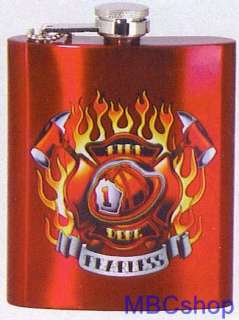 Fire Fighters Tattoo Maltese Cross Stainless Steel Flask with Funnel 