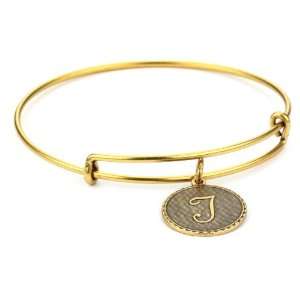  Alex and Ani Bangle Bracelet Bar T Russian Gold Plated 