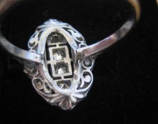 Antique French 18k White Gold Diamond Ring  