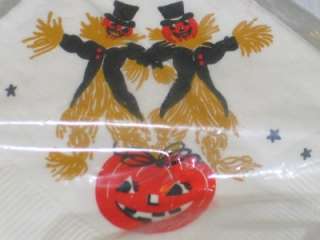 Vintage Halloween Napkin Set IOP Scarecrows JOL 20 ct T5  