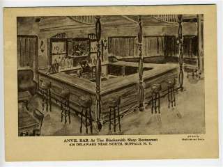 The Blacksmith Shop Restaurant Menu Buffalo New York Anvil Bar 1950s