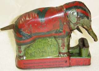 Antique Royal Trick Elephant Tin Mechanical Bank German  
