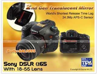 Sony Alpha SLT A65 Body + DT 18 55mm f/3.5 5.6 SAM Lens Kit A65VQ A77 