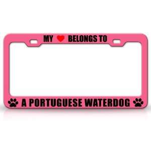  MY HEART BELONGS TO A PORTUGUESE WATERDOG Dog Pet Steel 