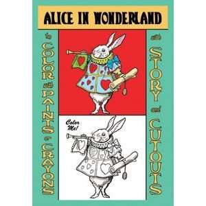 Alice in Wonderland The White Rabbit   Color Me   12x18 Framed Print 