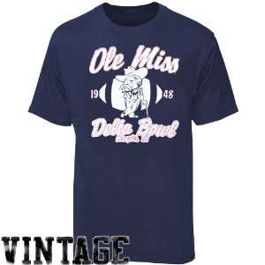  Mississippi Rebels Navy Blue Vintage College T shirt 