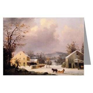 Currier and Ives Christmas Holiday Country Inn Greeting Card set by 
