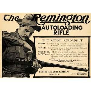 1907 Ad Remington Arms Company Autoloading Rifle Guns   Original Print 
