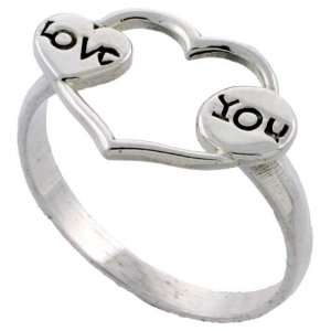  Sterling Silver LOVE Heart Ring (Available in Sizes 5 to 