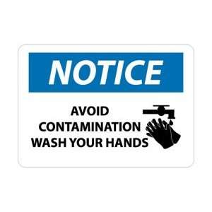 N247AB   Notice, Avoid Contamination Wash Your Hands, Graphic, 10 X 