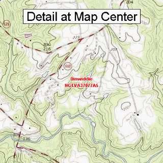   Topographic Quadrangle Map   Dinwiddie, Virginia (Folded/Waterproof
