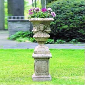 Campania International Large Square Frame Cast Stone Pedestal For Urns 