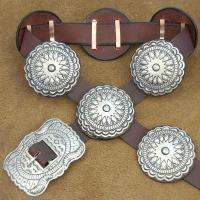 Native American Handmade Silver Mens XLG Concho Belt  
