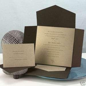 Paper Duvet Chocolate & Gold Mailer Wedding Invitation  
