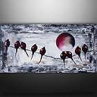 GS Abstract Modern Birds On A Wire Painting Art Original black white 