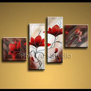  Framed Abstract Floral Painting Tulip Flowers Modern Canvas Wall Art 