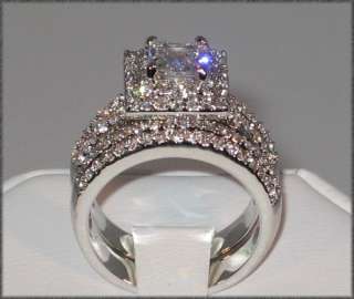   Cubic Zirconia Platinum Engagement Wedding Ring Set   SIZE 7  